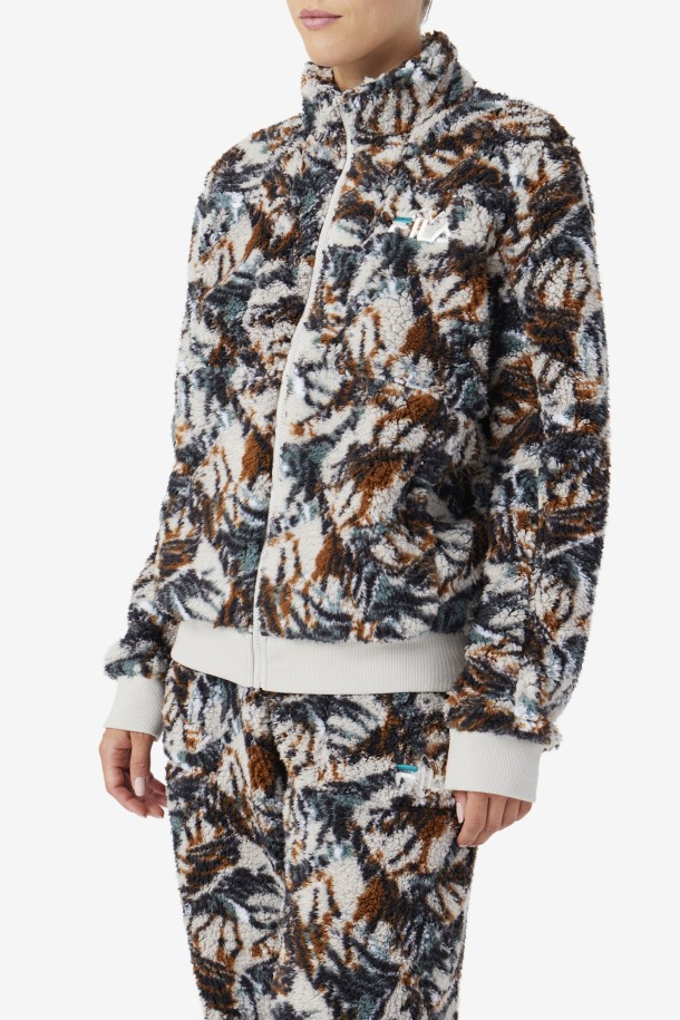 Fila Outlets Drawe Sherpa Chaqueta Estampada Egret/stormy/deep Lake