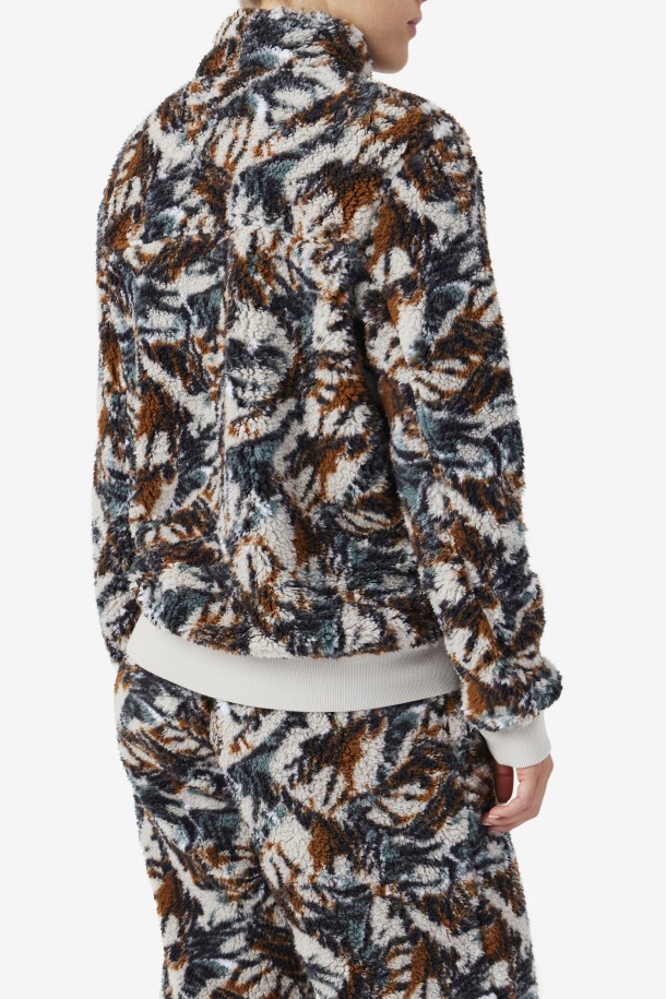 Fila Outlets Drawe Sherpa Chaqueta Estampada Egret/stormy/deep Lake