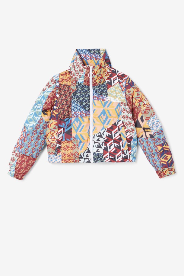 Chaqueta Acolchada Con Manga Marina Snapoff Fila Outlets Ocean/amarillo/blanco