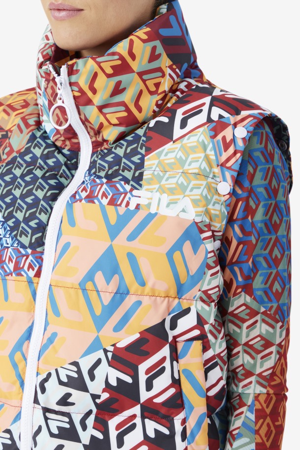 Chaqueta Acolchada Con Manga Marina Snapoff Fila Outlets Ocean/amarillo/blanco