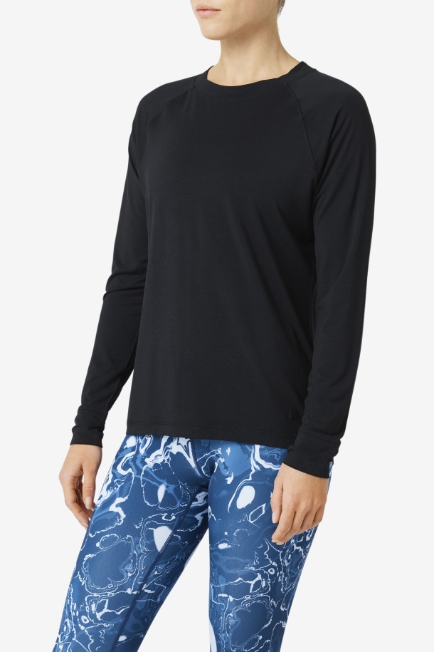 Fi-lux Mesh Back Manga Larga Crew Fila Puntos De Venta Negro