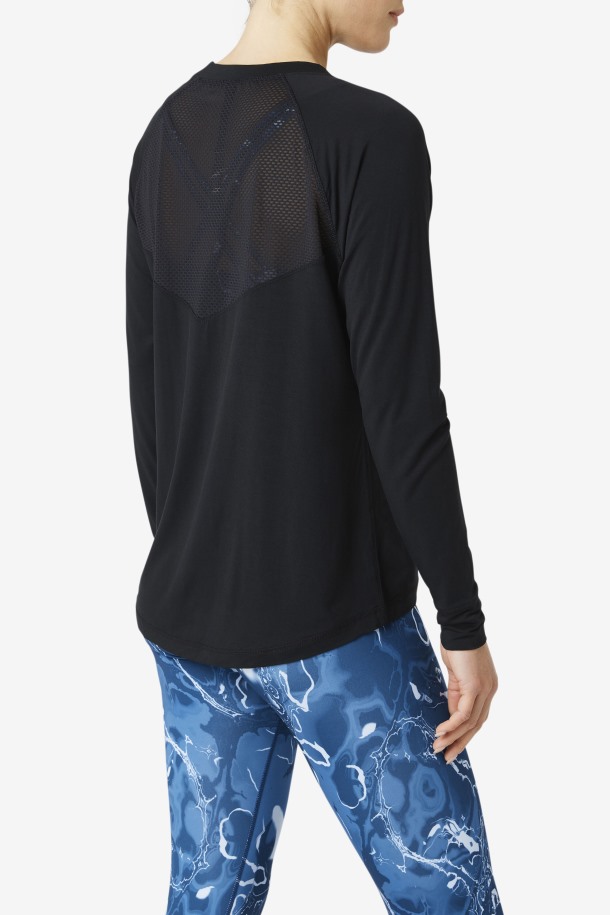 Fi-lux Mesh Back Manga Larga Crew Fila Puntos De Venta Negro