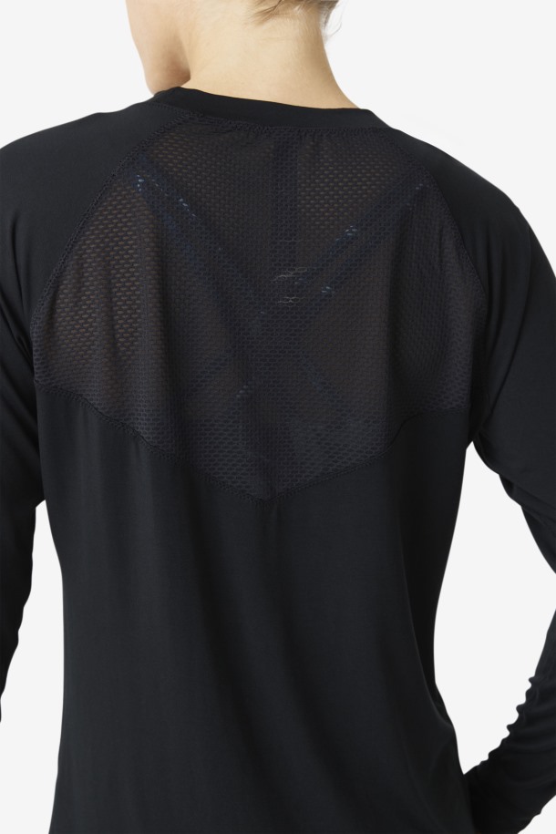 Fi-lux Mesh Back Manga Larga Crew Fila Puntos De Venta Negro