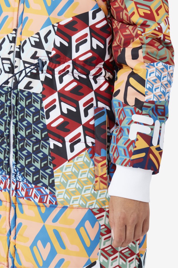 Océano/amarillo/blanco Queue Outlets Joanna Allover Abrigo Estampado