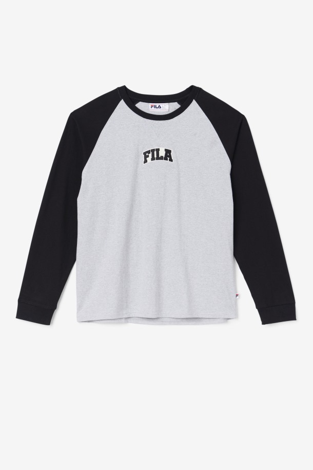 Chet Raglan Tee Fila Puntos De Venta Gris Claro Jaspeado/negro