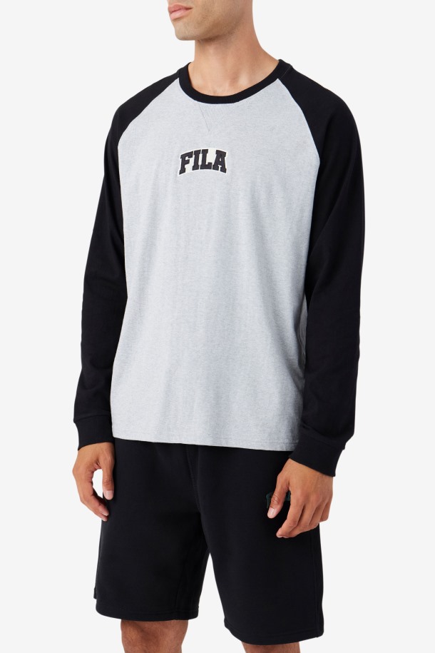 Chet Raglan Tee Fila Puntos De Venta Gris Claro Jaspeado/negro