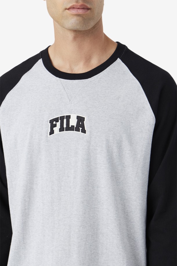 Chet Raglan Tee Fila Puntos De Venta Gris Claro Jaspeado/negro