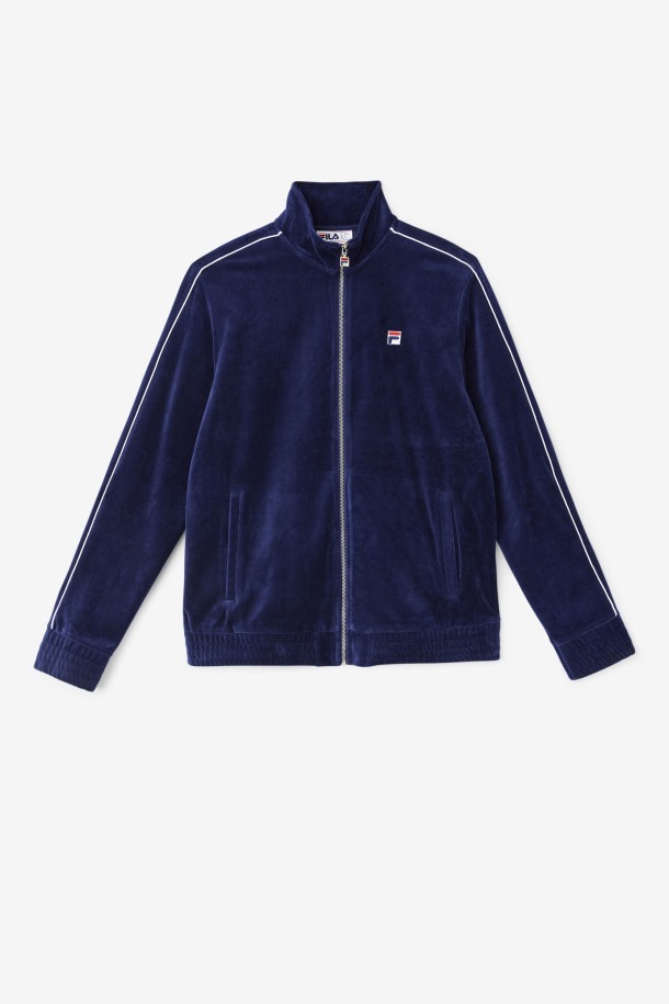 Fila Outlets Azul Marino/blanco/rojo Deverall Chaqueta De Terciopelo