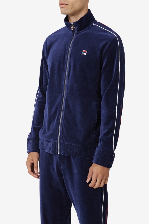 Fila Outlets Azul Marino/blanco/rojo Deverall Chaqueta De Terciopelo