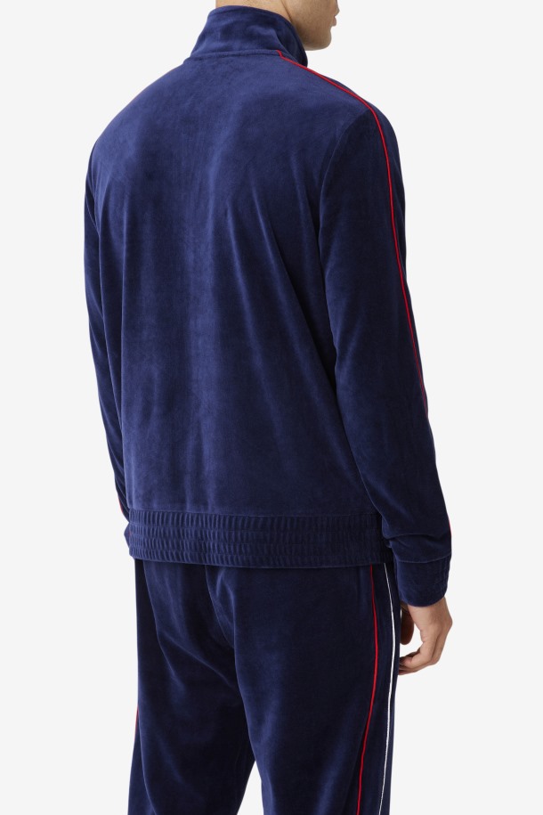 Fila Outlets Azul Marino/blanco/rojo Deverall Chaqueta De Terciopelo