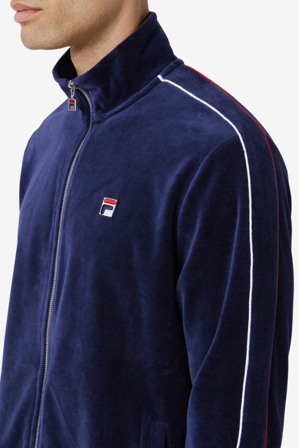 Fila Outlets Azul Marino/blanco/rojo Deverall Chaqueta De Terciopelo