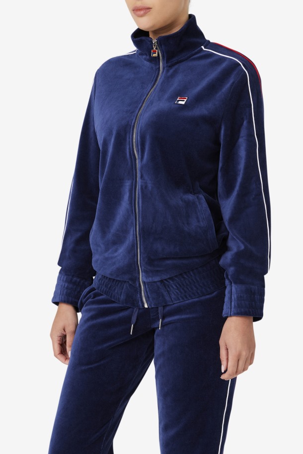 Fila Outlets Azul Marino/blanco/rojo Deverall Chaqueta De Terciopelo