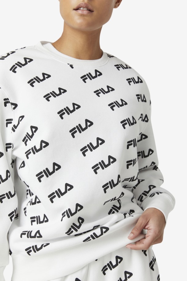 Fila Blanca/negra Diagonal Logo Crew Outlet
