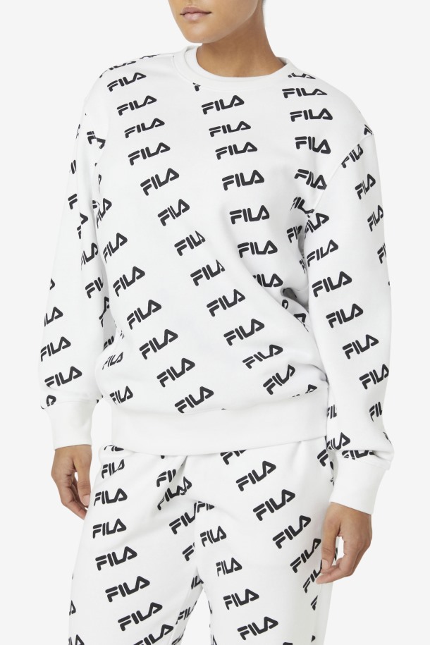 Fila Blanca/negra Diagonal Logo Crew Outlet