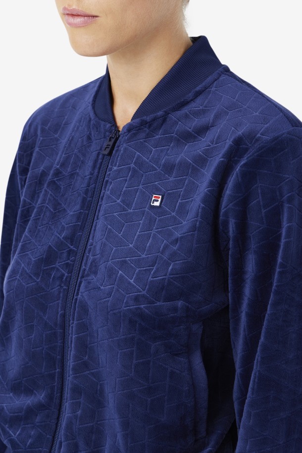 Chaqueta Zenaida Azul Marino Terciopel Algodon Cola Outlet