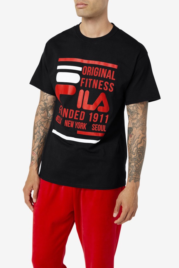 Fila Outlets Original Fitness Tee Negro/rojo/blanco