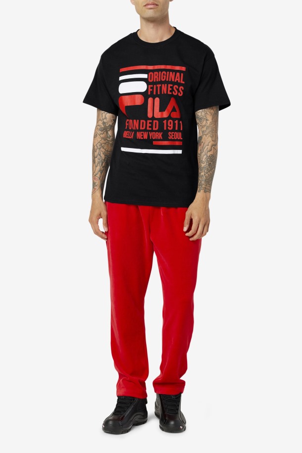 Fila Outlets Original Fitness Tee Negro/rojo/blanco