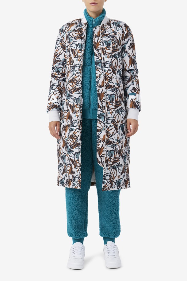 Fila Outlets Giraffe Print Paulana Giraffe Print Abrigo Largo Acolchado