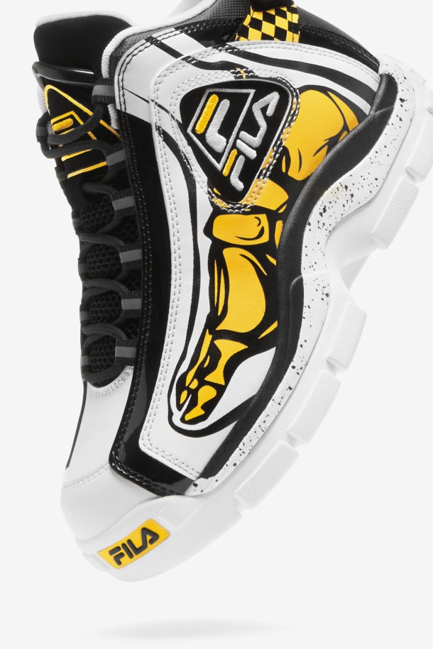Blanco/negro/limón Niños Grandes Grant Hill 2 Racing Fila Outlet