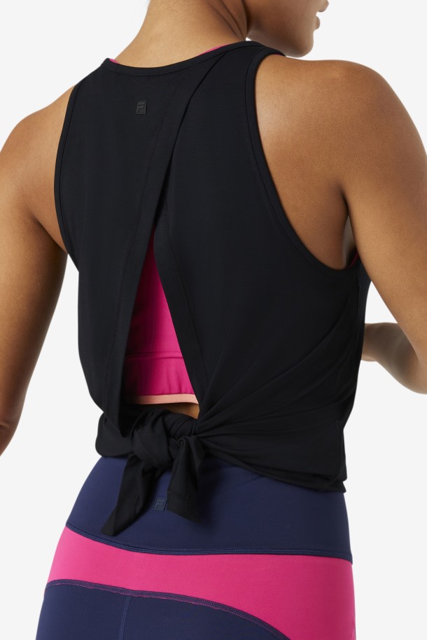 Camiseta De Tirantes Fi-lux Negra Con Espalda Abierta Outlet Fila