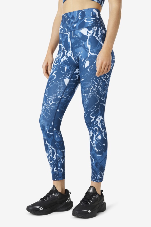 Queue Outlets Leggins Forza Elegant 7/8 Azul Marino Marmol