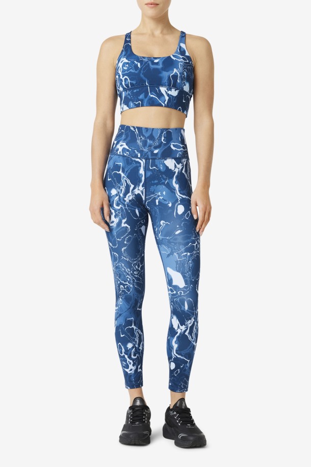 Queue Outlets Leggins Forza Elegant 7/8 Azul Marino Marmol