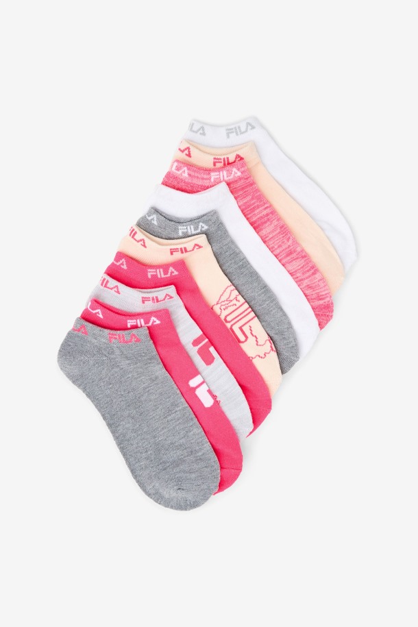 Fila Outlets Pink Girl's Floral No Show Calcetín Paquete De 10