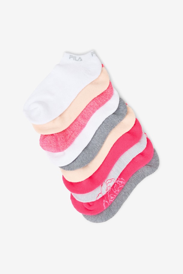 Fila Outlets Pink Girl\'s Floral No Show Calcetín Paquete De 10