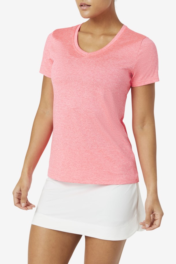 Diva Rosa Jaspeado Fila Outlets Pickleball Sedoso Con Cuello En V