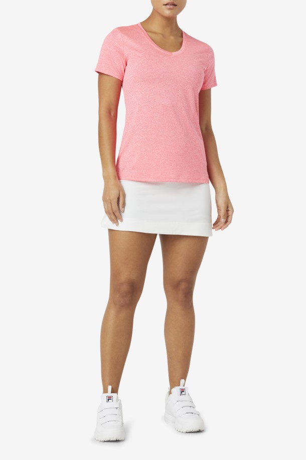 Diva Rosa Jaspeado Fila Outlets Pickleball Sedoso Con Cuello En V