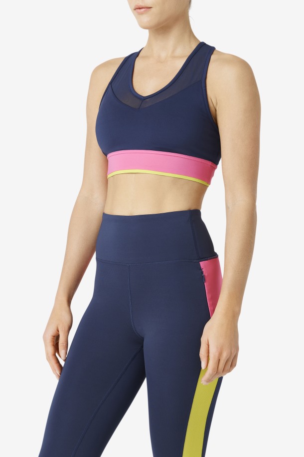 Sujetador Uplift Racerback Azul Marino/azalea/azufre Fila Outlet
