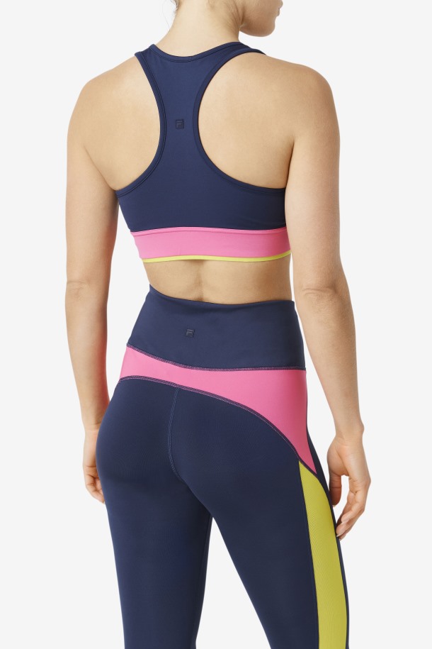Sujetador Uplift Racerback Azul Marino/azalea/azufre Fila Outlet