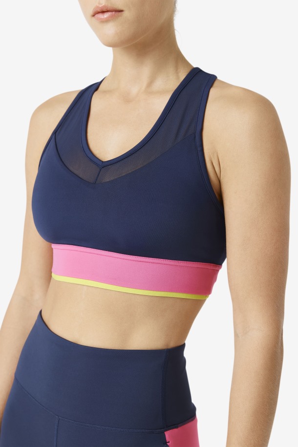 Sujetador Uplift Racerback Azul Marino/azalea/azufre Fila Outlet
