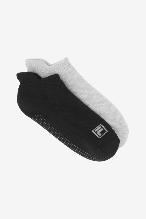 Fila Outlets Mujer No Show Grip Calcetín 2-pack Negro Multi
