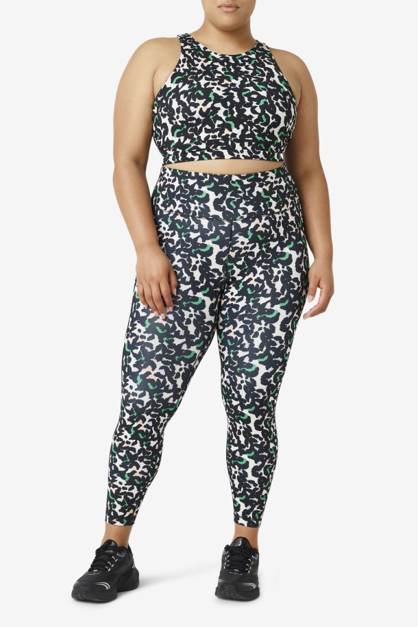 Sujetador Deportivo De Cuello Alto Uplift De Fila Outlets Con Estampado Animal Negro