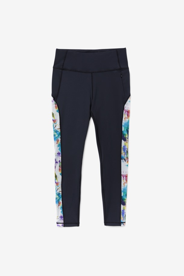 Negro/teñido Anudado Fila Outlets Forza Contraste 7/8 Leggings