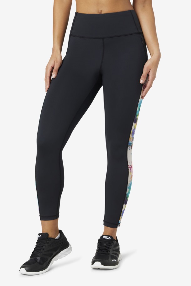 Negro/teñido Anudado Fila Outlets Forza Contraste 7/8 Leggings