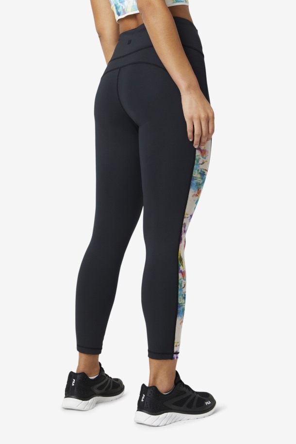 Negro/teñido Anudado Fila Outlets Forza Contraste 7/8 Leggings