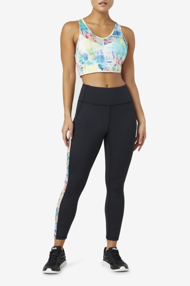 Negro/teñido Anudado Fila Outlets Forza Contraste 7/8 Leggings