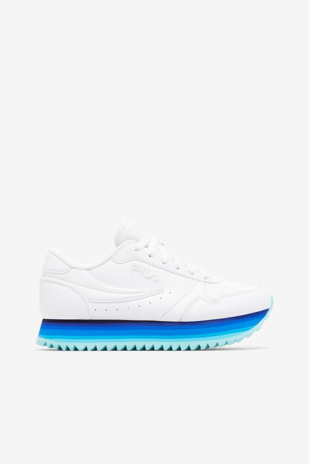 Blanco/azul Marino/aruba Azul Mujer Orbit Stripe Fila Outlet