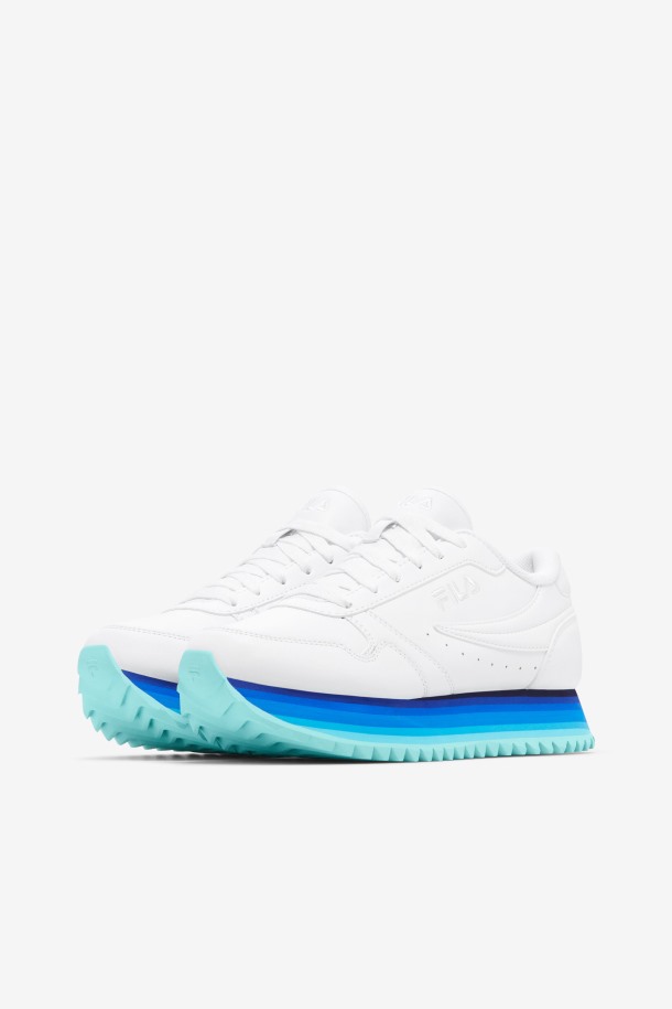 Blanco/azul Marino/aruba Azul Mujer Orbit Stripe Fila Outlet