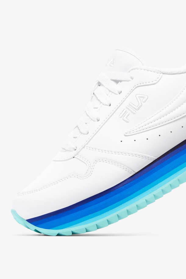 Blanco/azul Marino/aruba Azul Mujer Orbit Stripe Fila Outlet