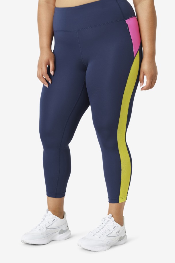 Legging 7/8 Contraste Marino/brillante Rosa/sulfuro Fila Outlet Online