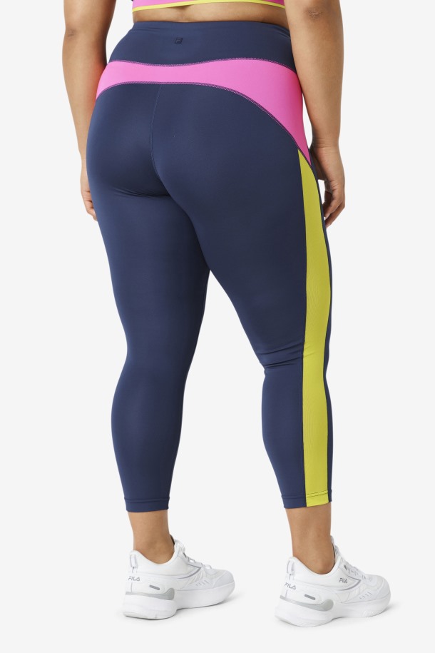 Legging 7/8 Contraste Marino/brillante Rosa/sulfuro Fila Outlet Online