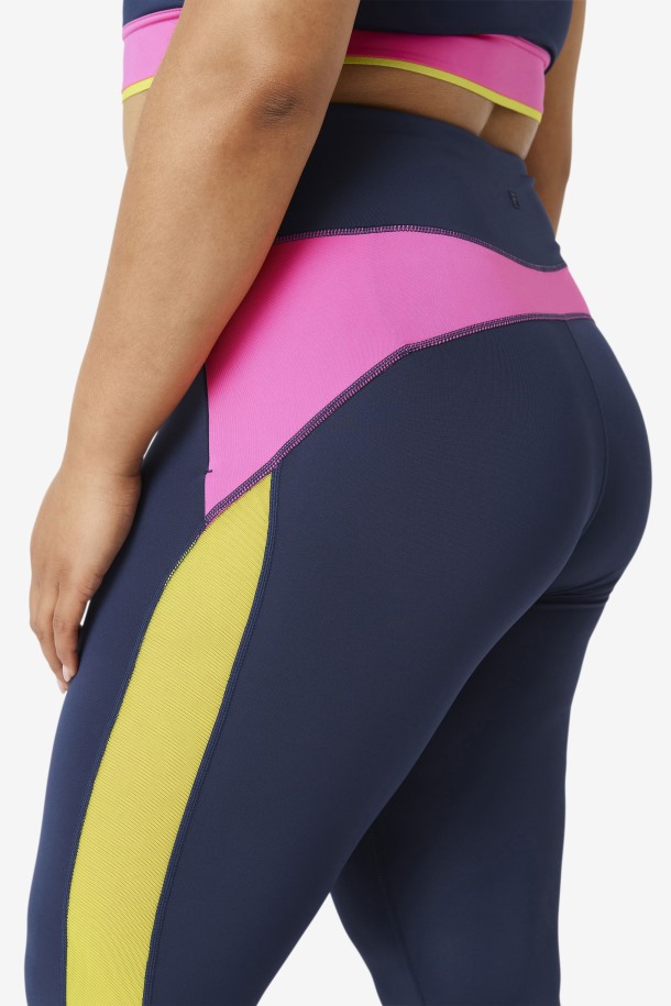 Legging 7/8 Contraste Marino/brillante Rosa/sulfuro Fila Outlet Online