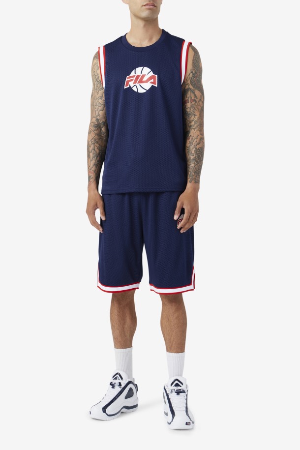 Pantalón Corto De Baloncesto Ovi De Fila Outlets Azul Marino/rojo/blanco