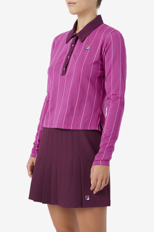 Fila Outlets Red/potpourri/grape Wine Jada Polo De Manga Larga
