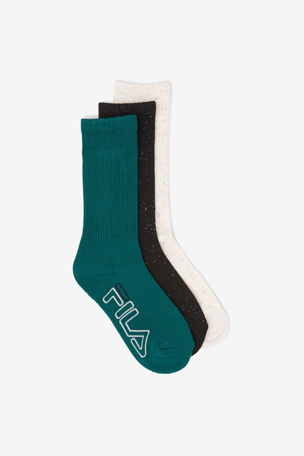 Pack De 3 Calcetines Negros Con Rayas Moteadas Para Mujer De Fila Outlet