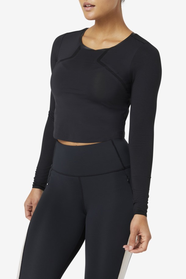 Uplift Crop Top Manga Larga Negro Fila Outlet