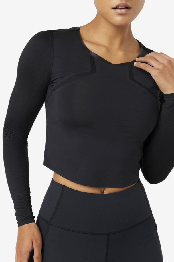 Uplift Crop Top Manga Larga Negro Fila Outlet